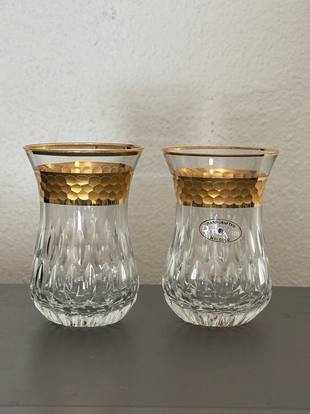 Vintage Decorium Handcrafted Turkish Tea Glasses Lot of 2